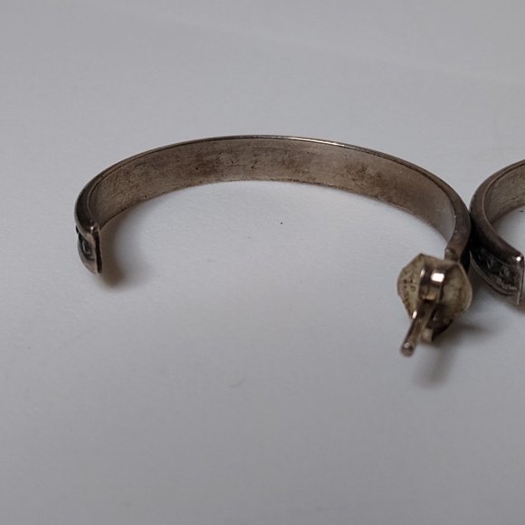 Vintage Metal Half Hoop Earrings - Picture 5 of 13